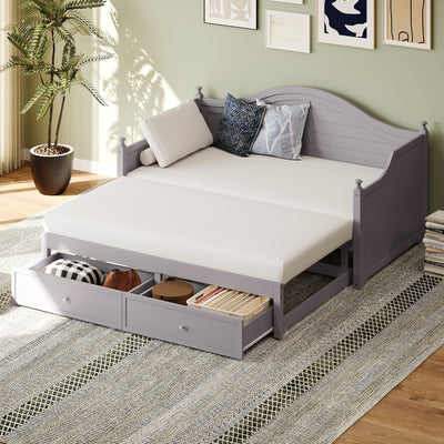 Daybed With Extendable Trundle And Storage Drawers