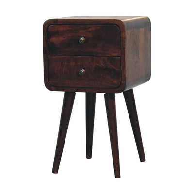 Mini Curved Nightstand - Walnut