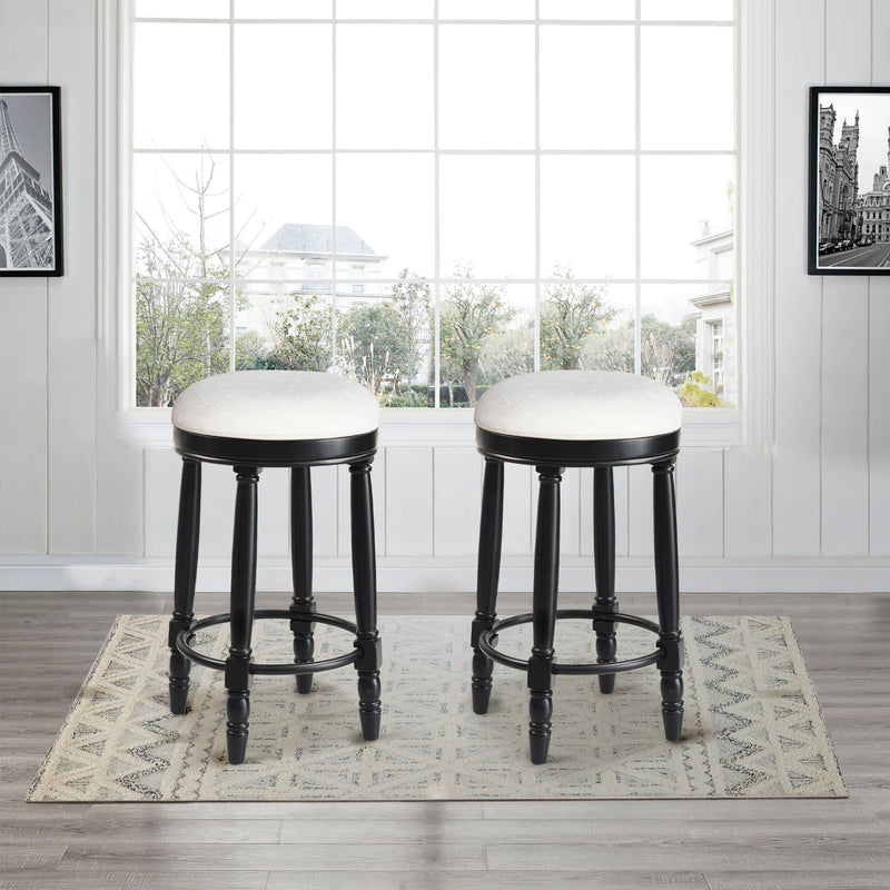 360° Swivel Wooden Barstools With Upholstered Seat, Counter Height (Set of 2)
