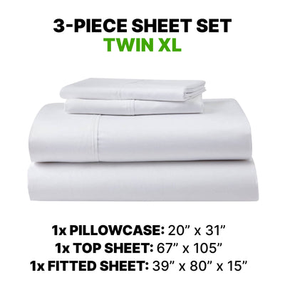 Sheet Set Luxurious Supima Cotton, Wrinkle Resistant, Breathable, With 2 Ghostgrip Band