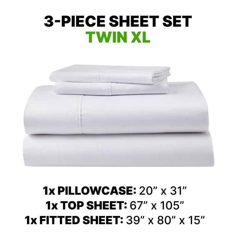 Sheet Set Luxurious Supima Cotton, Wrinkle Resistant, Breathable, With 2 Ghostgrip Band
