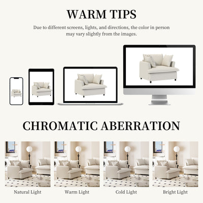 Oversized Single Seat Sofa Module For Modular Sectional Wide Seat, Armchair With Pillows Modern Upholstered Comfy Single Couch Lounge