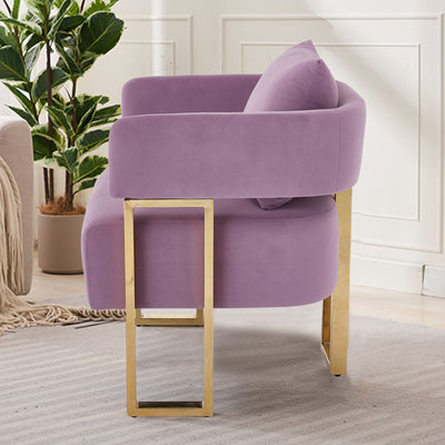 Modern Decorative Chair Teddy Fleece Upholstered And Metal Foot
