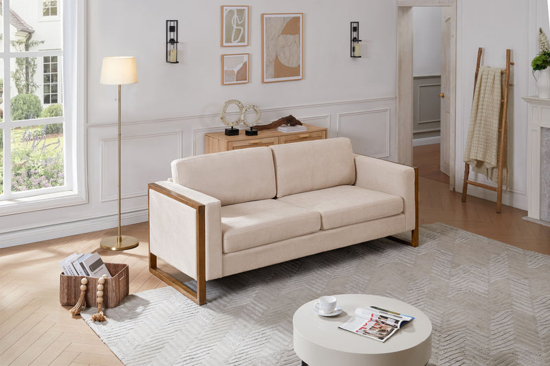 Modern Sofa With Solid Wood Legs, 3 Seater