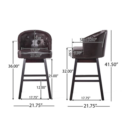 360 Degree Swivel Bar Stool With Stunning Nailhead Trim (Set of 2)