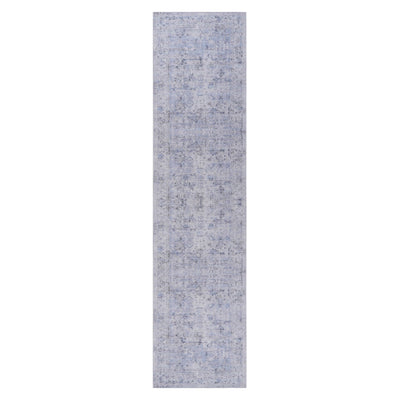 Maval - 2'6'' X 10' Washable Runner Rug - Blue / Cream
