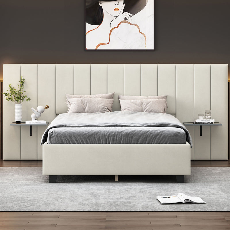 Upholstered Platform Bed With Big Headboard