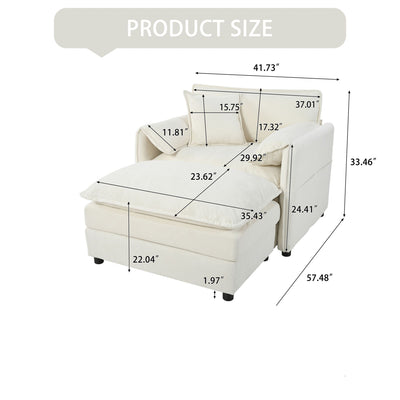 Oversized Chair With Movable Ottoman, Soft Upholstered Lounge Chair