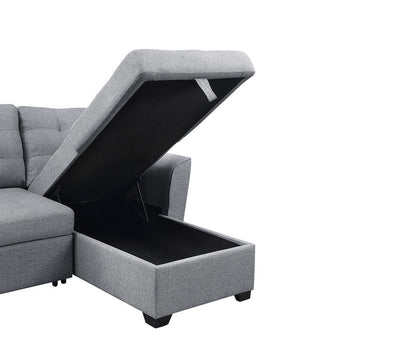 Avery - Sleeper Sectional Sofa With Reversible Storage Chaise - Light Gray