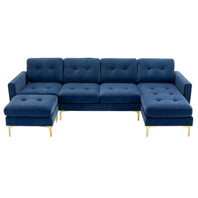 Modern L - Shape Convertible Sectional Sofa With Movable Ottoman