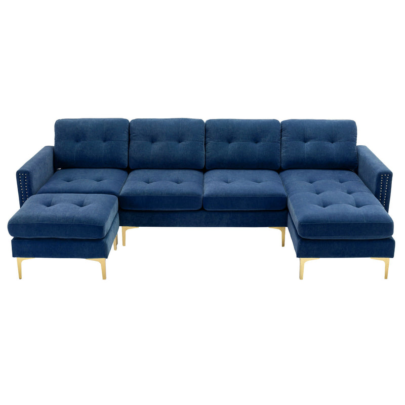 Modern L - Shape Convertible Sectional Sofa With Movable Ottoman