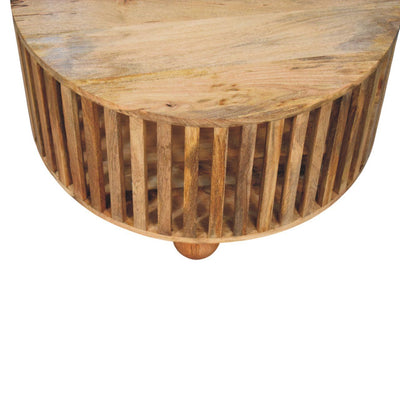 Slatted Round Coffee Table - Beige