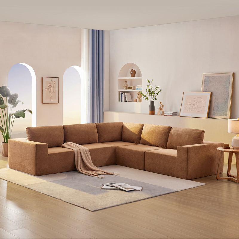Modular Sectional With Wide Seat Free Combination L Shaped Couch Set Cloud Upholstered Minimalist Boneless Sofa