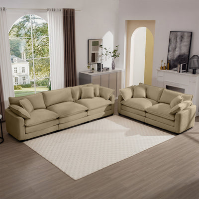 Elegant Corduroy Oversized Sectional Sofa Set With Deep Seats And Flexible Layout