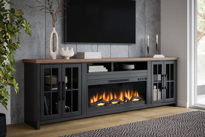 Essex - Fireplace TV Stand Console For TVs Up To 100" - Black, Whiskey