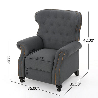 Accented Push Back Recliner Chair With Rolled Arms, Enjoy Cocooning Comfort