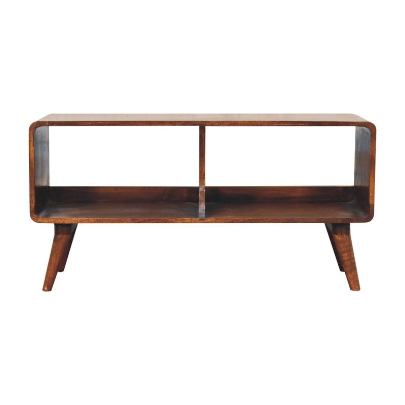 Curved Double Slot Media Unit - Dark Brown