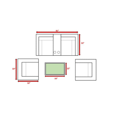 Wicker Seating Group Set With Table And Cushions