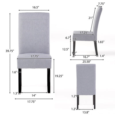 Amaranthine - Upholstered Dining Chair With High Back And Wood Legs (Set of 2) - Light Gray