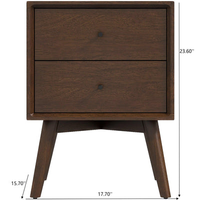 Caroline - Mid-Century Modern Style White Night Stand 2 Drawer