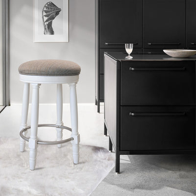 360° Swivel Wooden Barstools With Upholstered Seat, Counter Height (Set of 2)