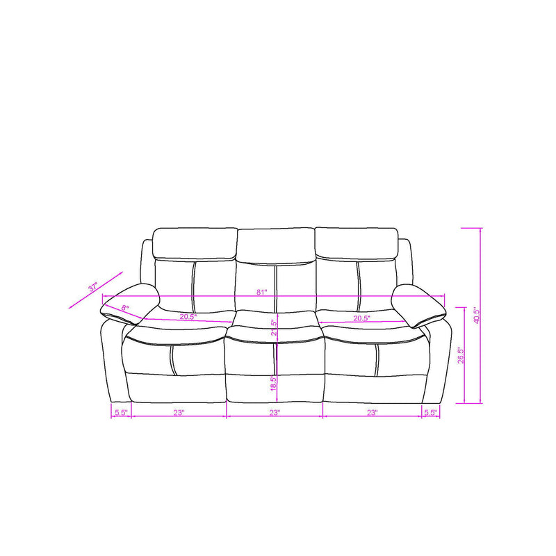 Brenda - Sofa Manual Recline Function - Brown