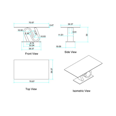 Anne - Dining Table - White / Gray