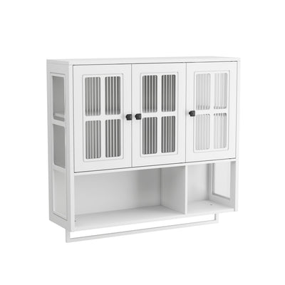 3 Door Wall Cabinet With Glass Door And Towel Bar