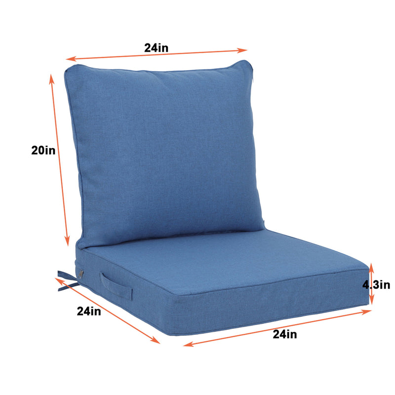 Outdoor Deep Seat Cushion Set Waterproof Fade Resistant Patio Furniture Cushions, Removable Covers, Adjustable Straps & Handles - Navy Blue