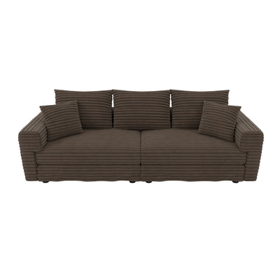 Plush Corduroy 4 Seat Sofa, Modern Comfy Upholstered Sofa Cloud Couch, Deep Seat Couches With Soft Pillows