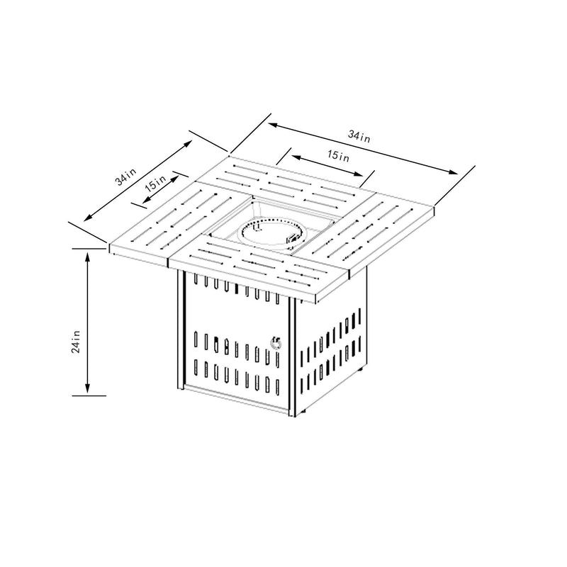 34" Propane Gas Fire Pit Table, 50000 Btu Rectangular Steel Fire Pit For Outside Patio Deck Garden Courtyard - Black
