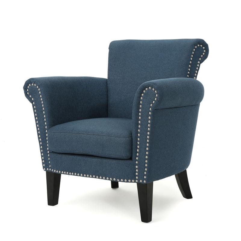 Elegant Club Chair With Nailhead Trim And Birch Wood Legs