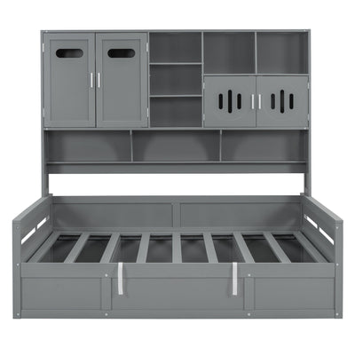 Daybed With All-In-One Cabinet And Shelf