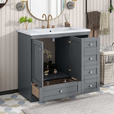 Shaker Free Standing Bathroom Vanity Cabinet With Sink, Soft Close Drawers, Soft Close Doors