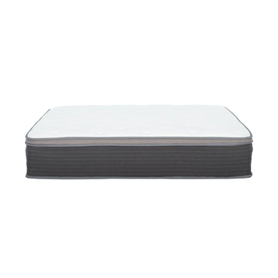 12'' Queen Size Hybrid Mattress In A Box, Plush Gel Memory Foam Mattress Top With Pocket Coil Base - Gray / White