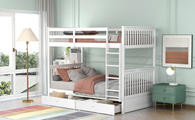Bunk Bed With Ladders And 2 Storage Drawers