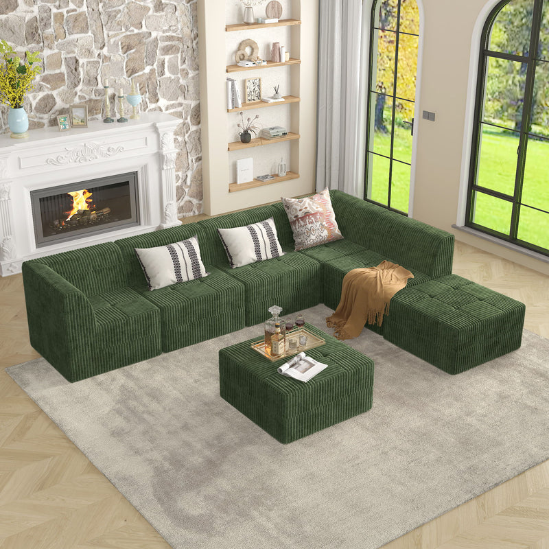 Modern Minimalist Ottoman Sofa Compressed Sectional Corduroy Couch Sleeper