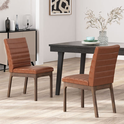 Upholstered Dining Chairs With Rubber Legs (Set of 2)