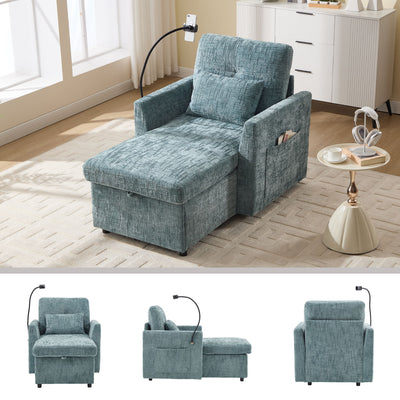 Multifunctional Chenille Recliner Sofa With Storage And Phone Bracket