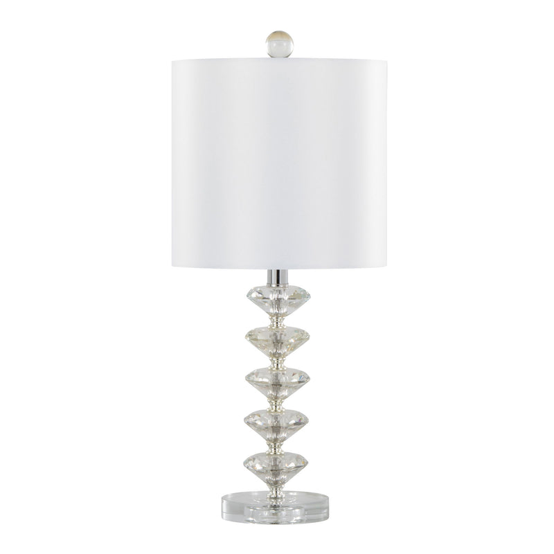 Diamond - Stacked Contemporary Crystal Table Lamp (Set of 2) - Clear / Off White / Chrome