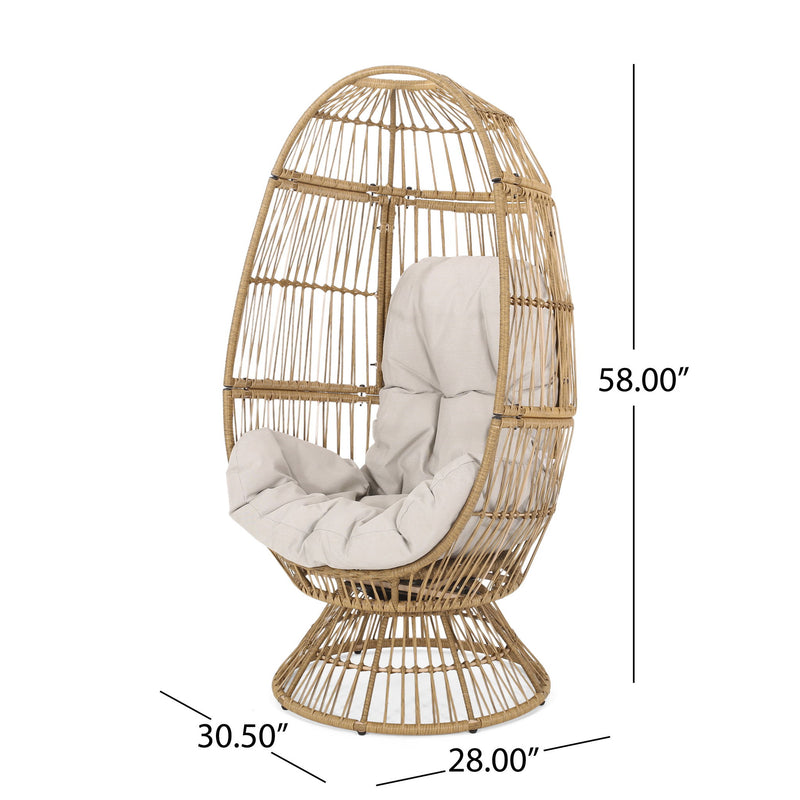 Patio Swivel Basket Egg Chair With Cushion