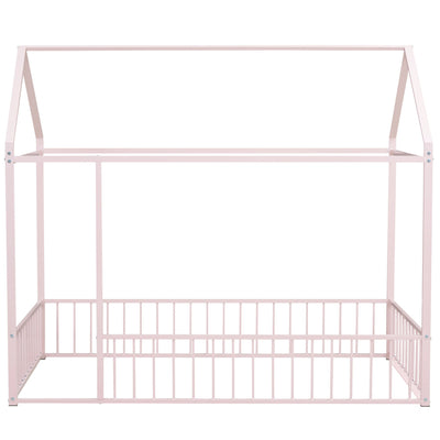 Metal Bed House Bed Frame With Fence
