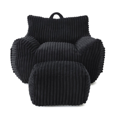 Giant Plush Bean Bag Chair With Armrests And Footstool