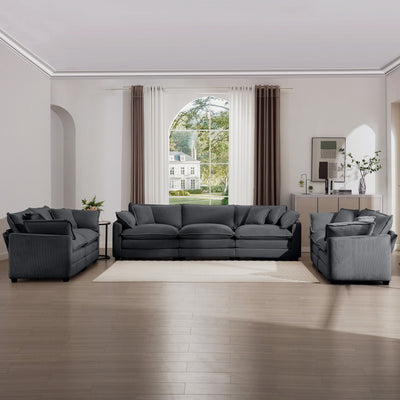 Elegant Corduroy Oversized Sectional Sofa Set With Deep Seats And Flexible Layout