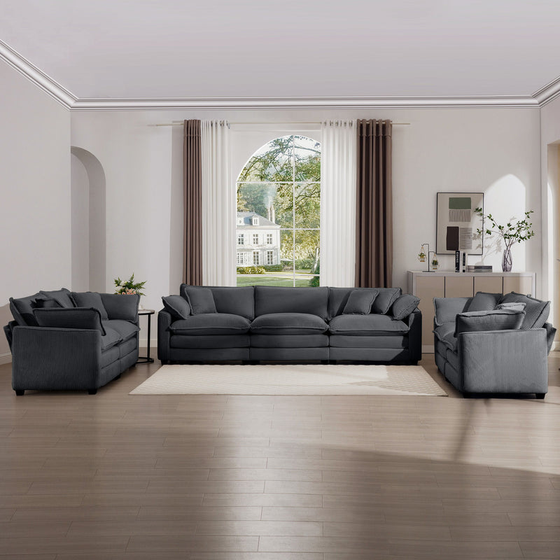 Elegant Corduroy Oversized Sectional Sofa Set With Deep Seats And Flexible Layout