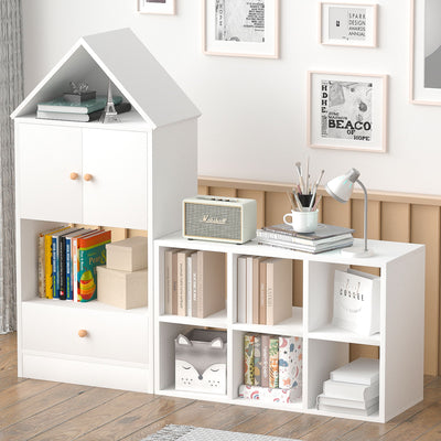 Versatile Children's Bookshelf With House Shaped Design, Multi Functional Storage