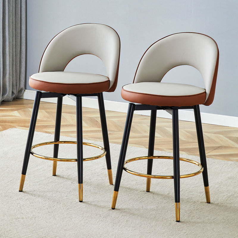 Upholstered Rotatable Bar Chair With Metal Legs For Dining Room