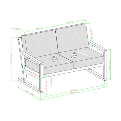 Contemporary Solid Wood Slat Back Patio Loveseat - Brown