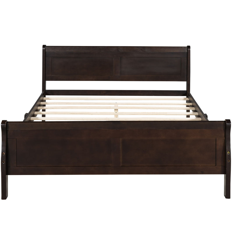 Platform Bed Frame Mattress Foundation Sleigh Bed With Headboard / Footboard / Wood Slat Suppor