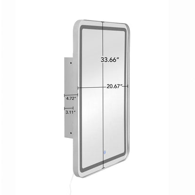 Rectangle Medicine Cabinet Mirror Bathroom Mirror With Storage Wall Mounted Medicine Mirror Cabinet With LED - Sliver